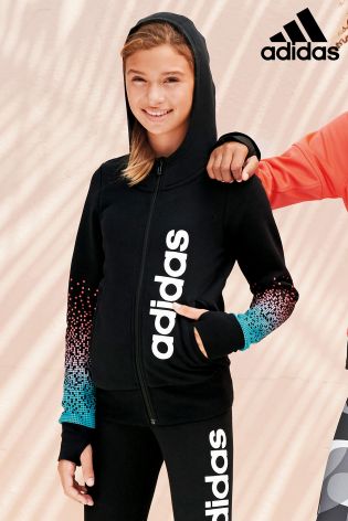 Black Adidas Fade Print Full Zip Hoody